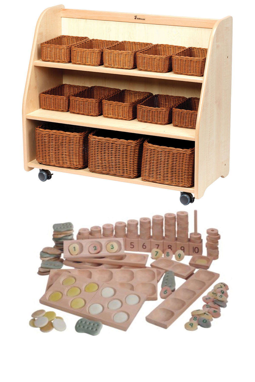 Wäscheregal, Bödenkorb, Waldkorb, Rollregal, Korbset, Hopfwagen, Wäscheregal, Korbregal, Holzregal, Korbset