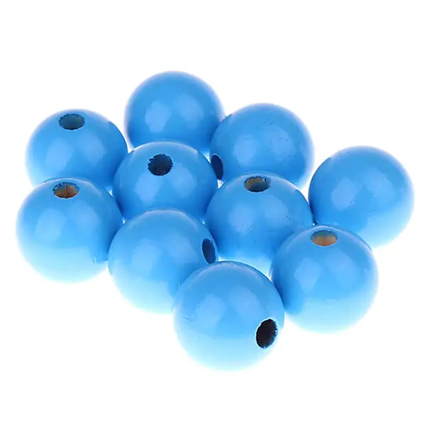 Holzperlen 15mm • 10 Stück skyblau 358 auf Lager