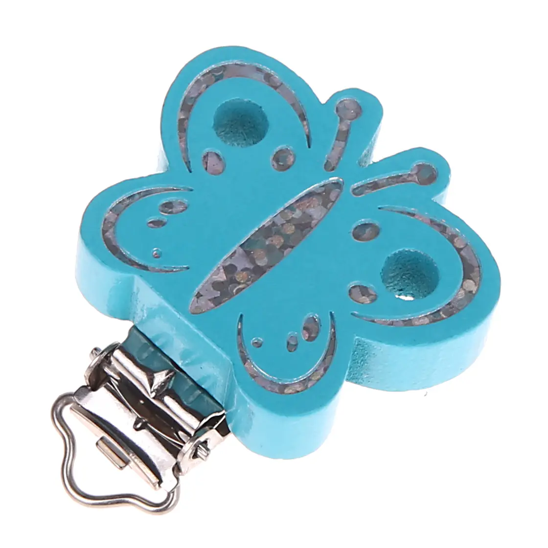 Schmetterlingclip Glitzer helltürkis 276 auf Lager