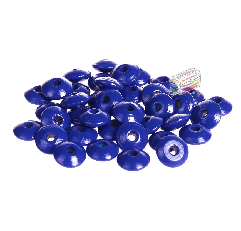 Linsen-Perlen Holzlinsen 10mm • 50 Stück dunkelblau 219 auf Lager