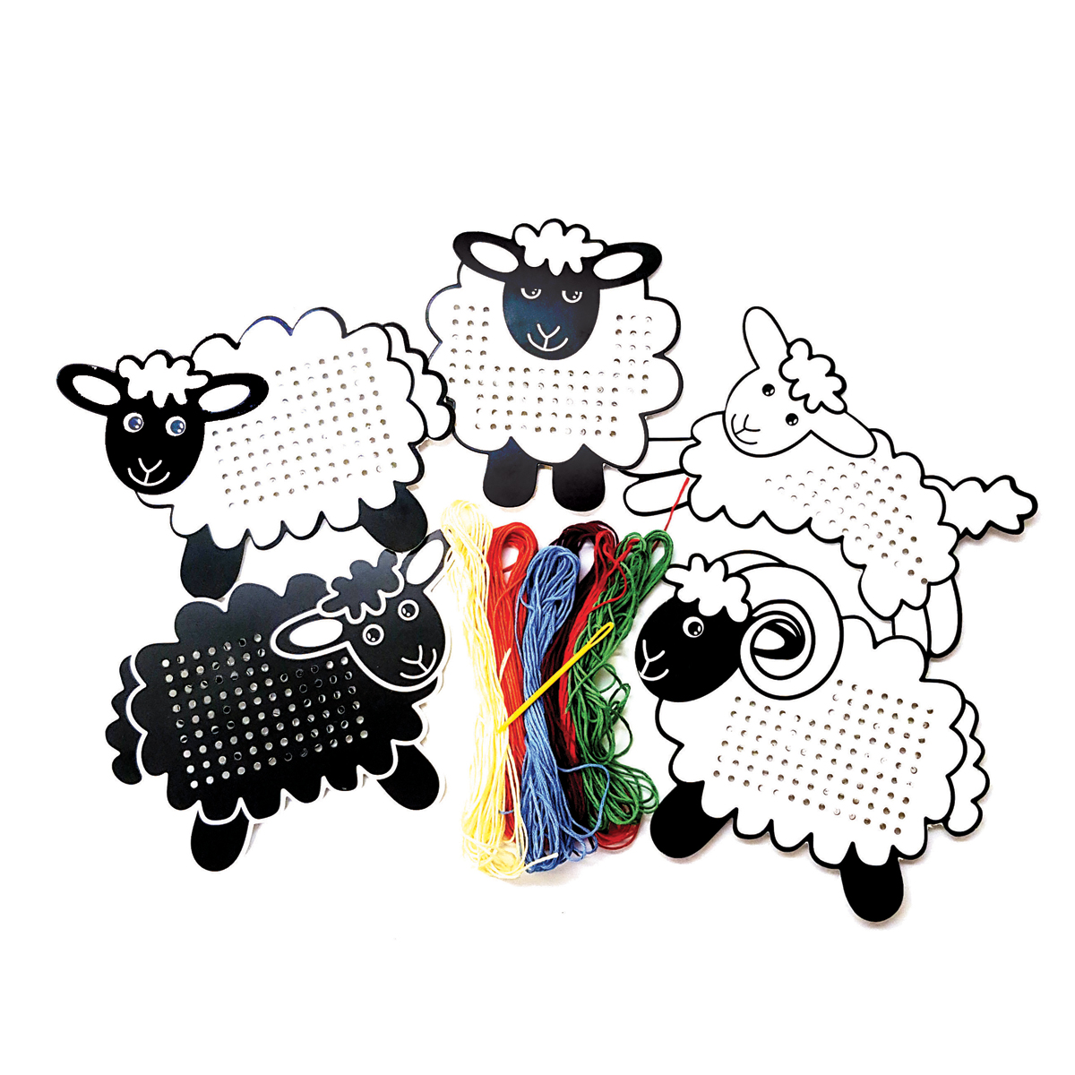 Schaf-Kartenhalter, Kunststoff-Schaf, Loom-Pop, Bunte Schnüre, Holz/Filz-Malspiel, punching, linen, sheep, craft, sacklets