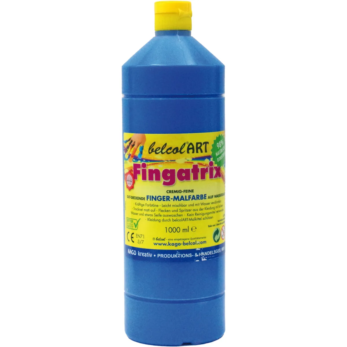 Fingerfarben, Fingermalfarben, Kunstbedarf, Flüssigfarbe, 1000 ml, Farbfarbe, Fingerfarbe, Kunstfarbe, Flasche 1000 ml, belcolART Fingatrik