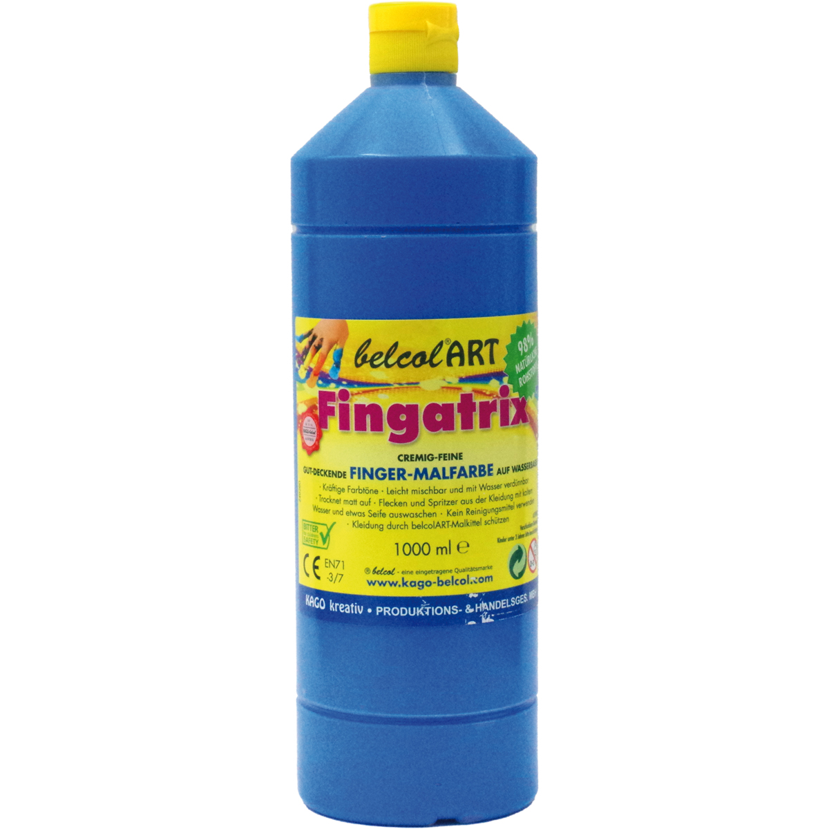 Fingerfarben, Fingermalfarben, Kunstbedarf, Flüssigfarbe, 1000 ml, Farbfarbe, Fingerfarbe, Kunstfarbe, Flasche 1000 ml, belcolART Fingatrik