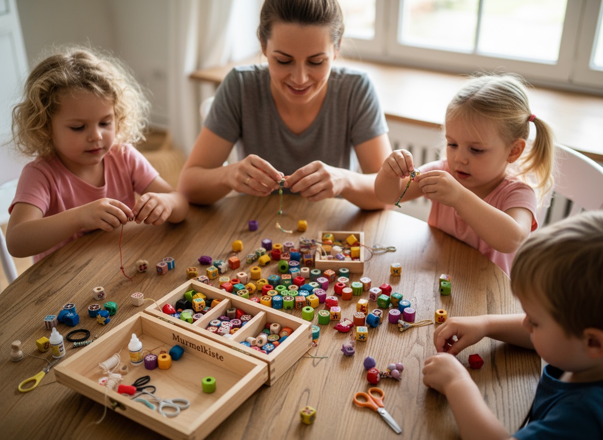 Basteln mit Holzperlen mit Kindern