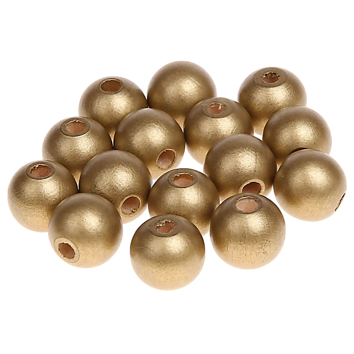 Holzperlen 12mm • 25 Stück gold 0 auf Lager