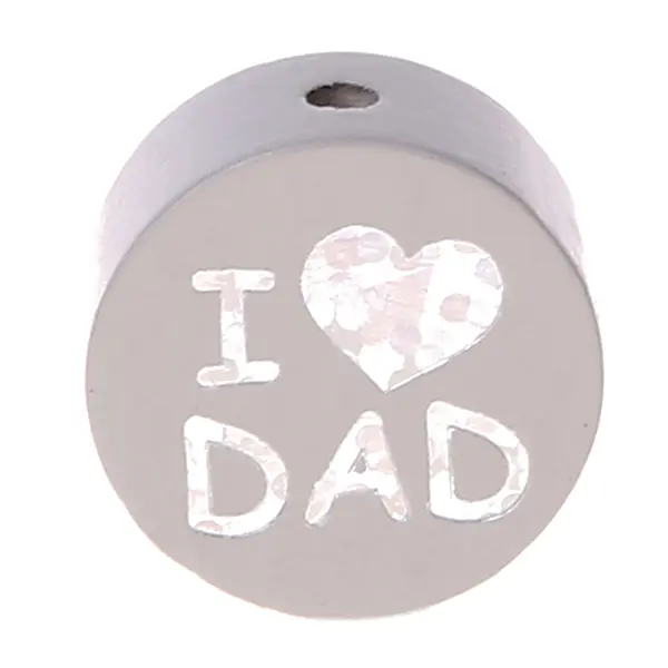 Reversible motif bead I Love MOM / DAD light gray 337 in stock 