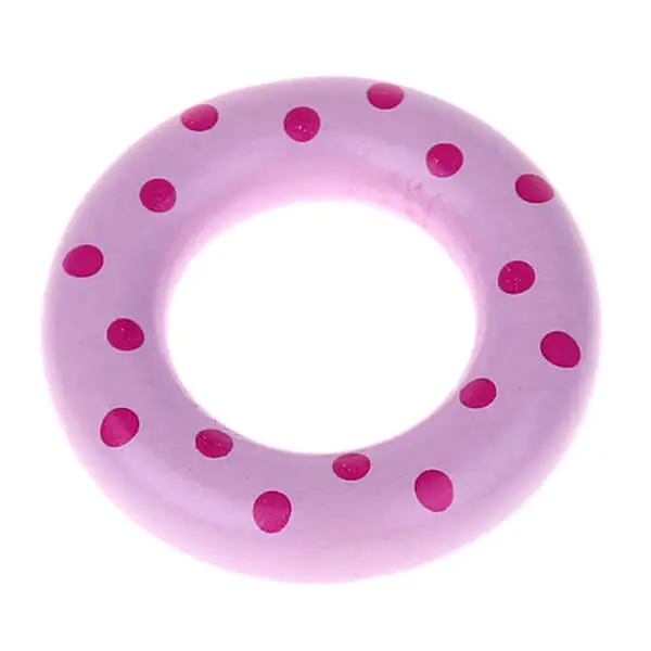 Holzring / Greifling mini Punkte rosa 729 auf Lager