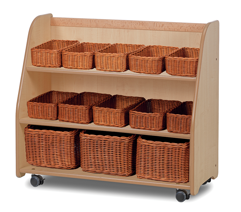 Aufbewahrung, Korbsystem, Rollunterteilung, Korbenset, Rollwagen, Korbregal, Korbständer, Holzregal, Rattankorb, Rollregal