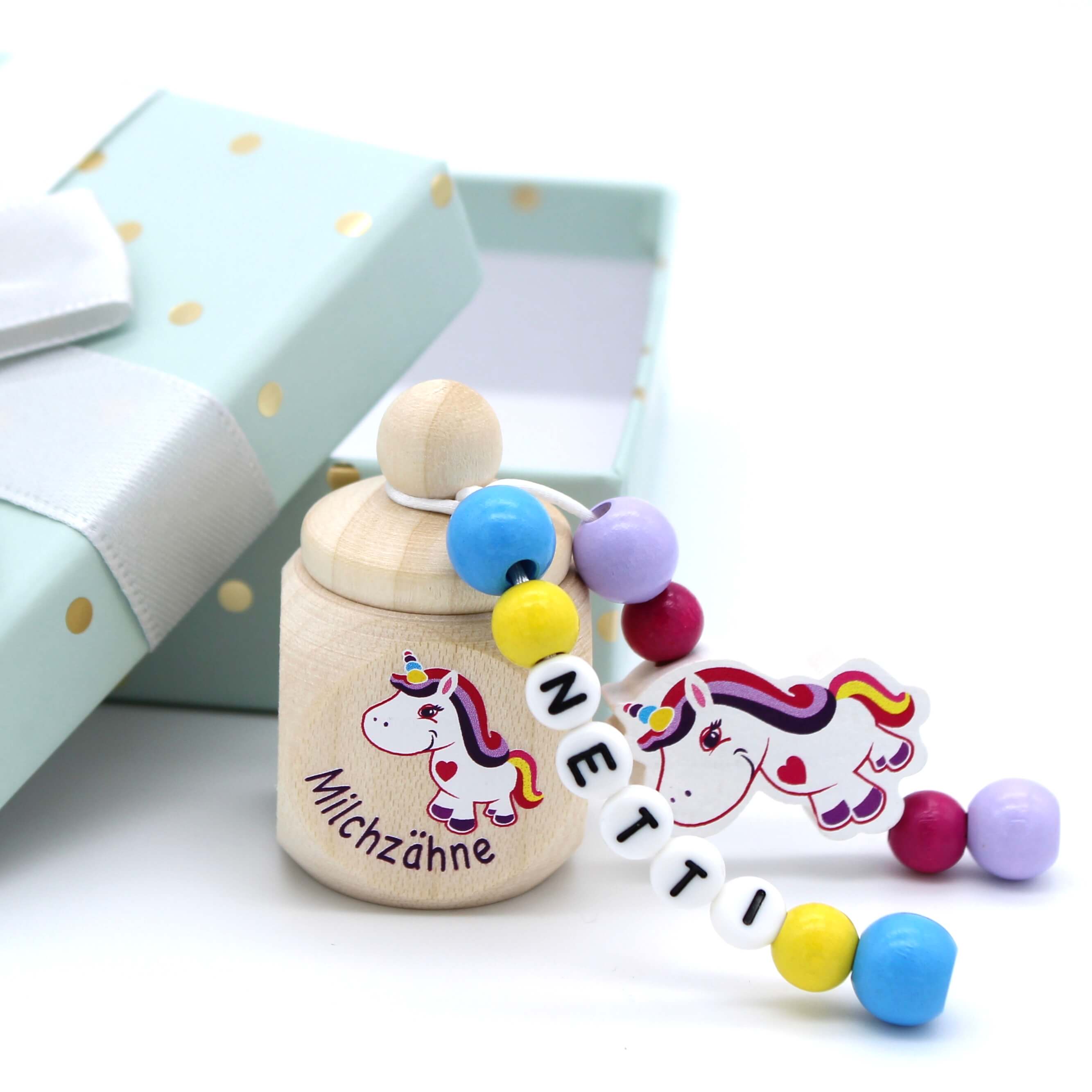 Craft set milk tooth box unicorn pink with name