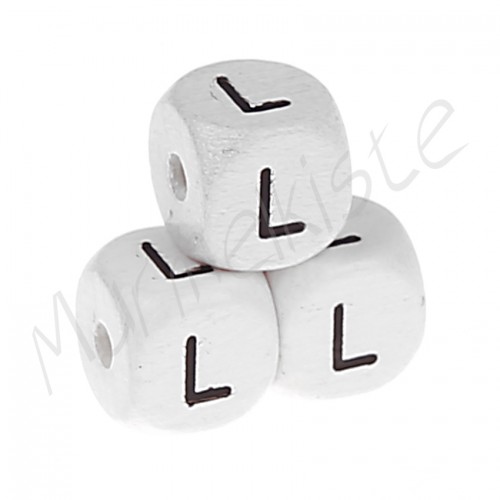 Buchstabenperlen weiß 10x10mm geprägt L 245 auf Lager