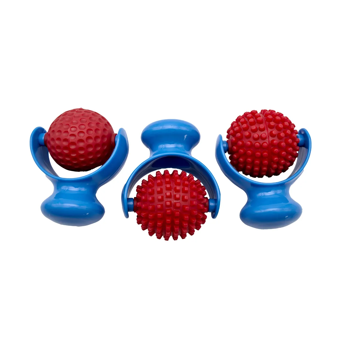 Kauspielzeug, Gummi Ball, Massageball, Knäuelball, Runder Ball, Kauspielzeug, Massageball, Raschelball, Blue handle, Gummi Ball