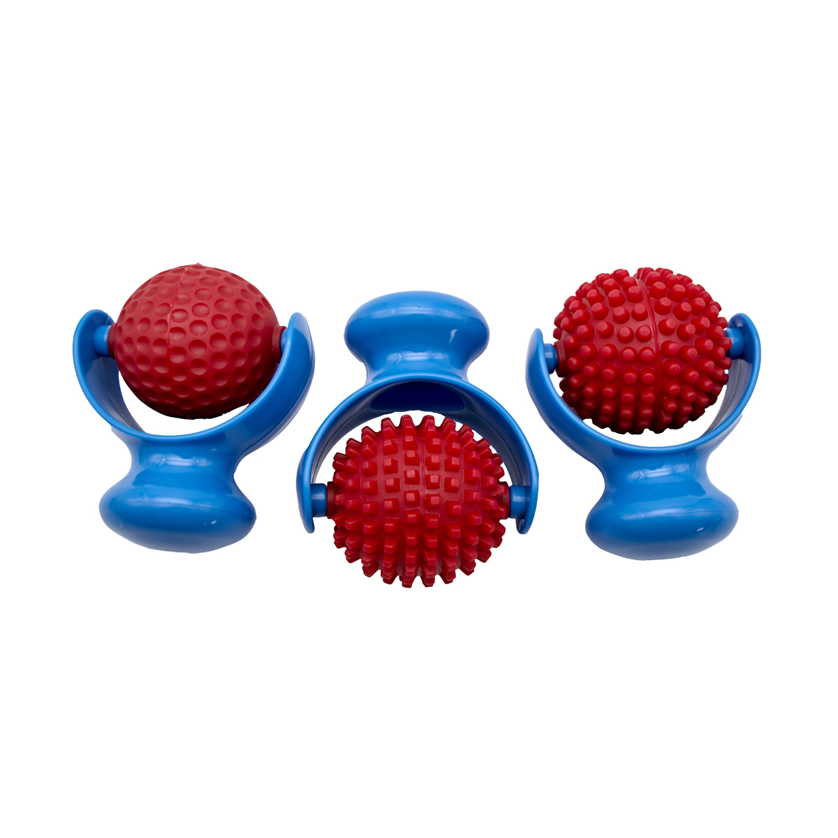 Kauspielzeug, Gummi Ball, Massageball, Knäuelball, Runder Ball, Kauspielzeug, Massageball, Raschelball, Blue handle, Gummi Ball