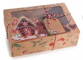 Papier Geschenkbox mit Sichtfenster Weihnachten Gingerbread 7 in stock 