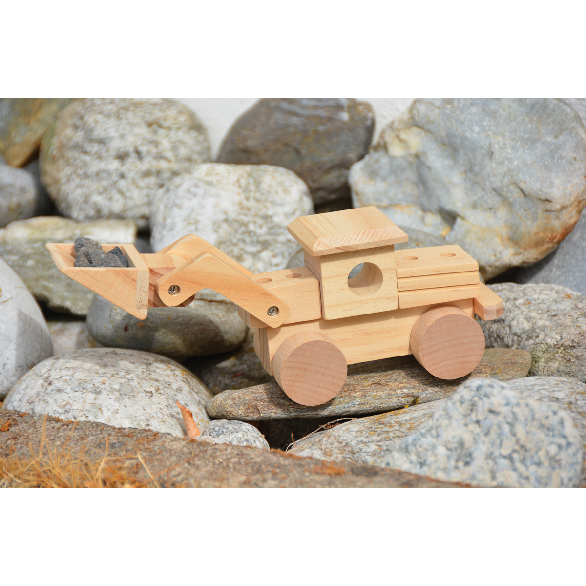 Holzspielzeug, Kranwagen, Holzbausatz, Kinderfahrzeug, Naturholz