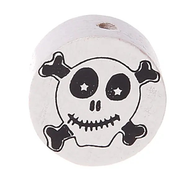 Motivperle Scheibe Happy Skull weiß 0 auf Lager
