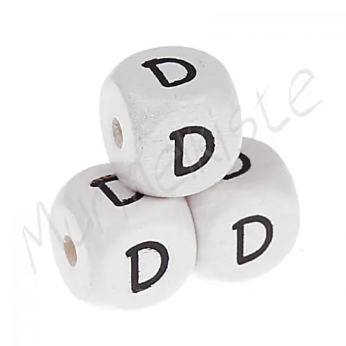 Buchstabenperlen weiß 10x10mm geprägt D 307 auf Lager
