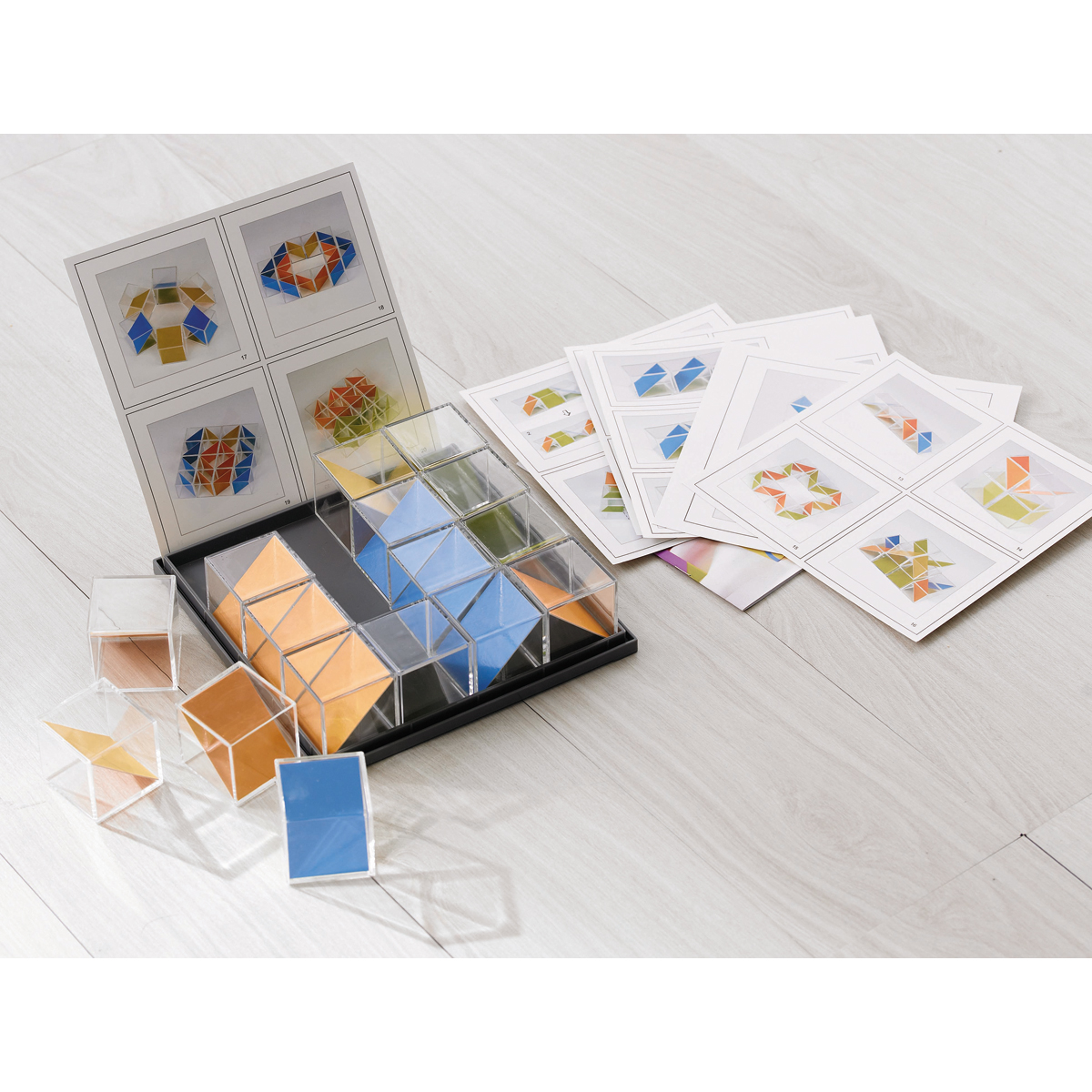 puzzle, tessellation, geometrisch, transparente würfel, bunte blokke