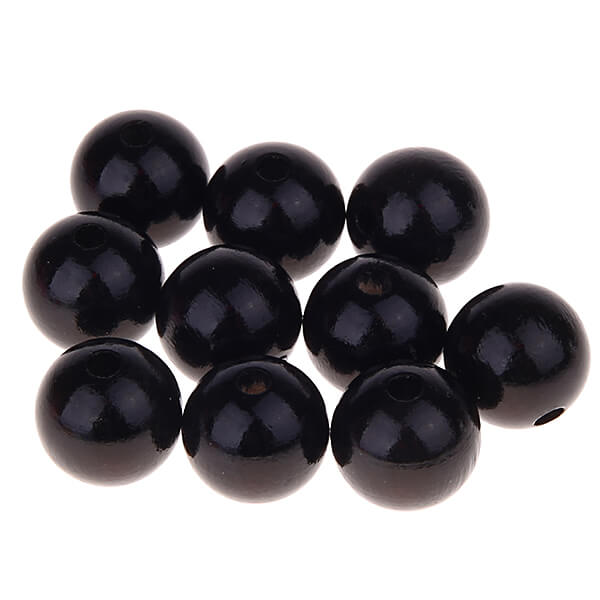 Wooden beads 15mm - 10 pieces black 283 in stock 