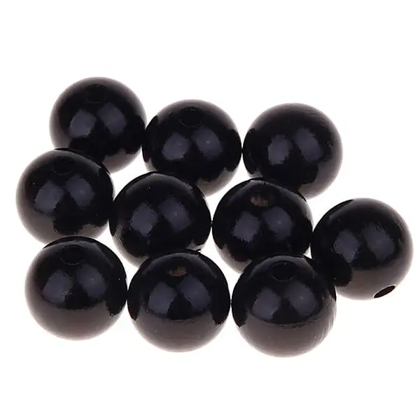Holzperlen 15mm • 10 Stück schwarz 350 auf Lager