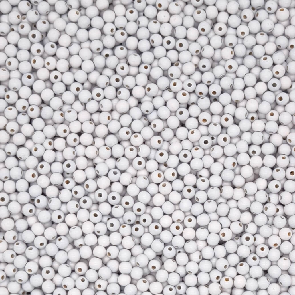 Wooden beads 6mm - 50 pieces white 30 in stock 