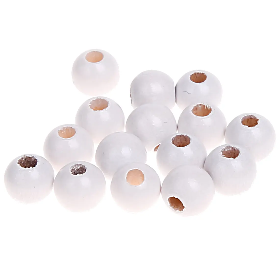 Holzperlen 8mm • 50 Stück weiß 98 auf Lager