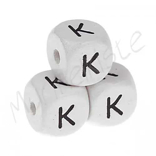 Buchstabenperlen weiß 10x10mm geprägt K 333 auf Lager