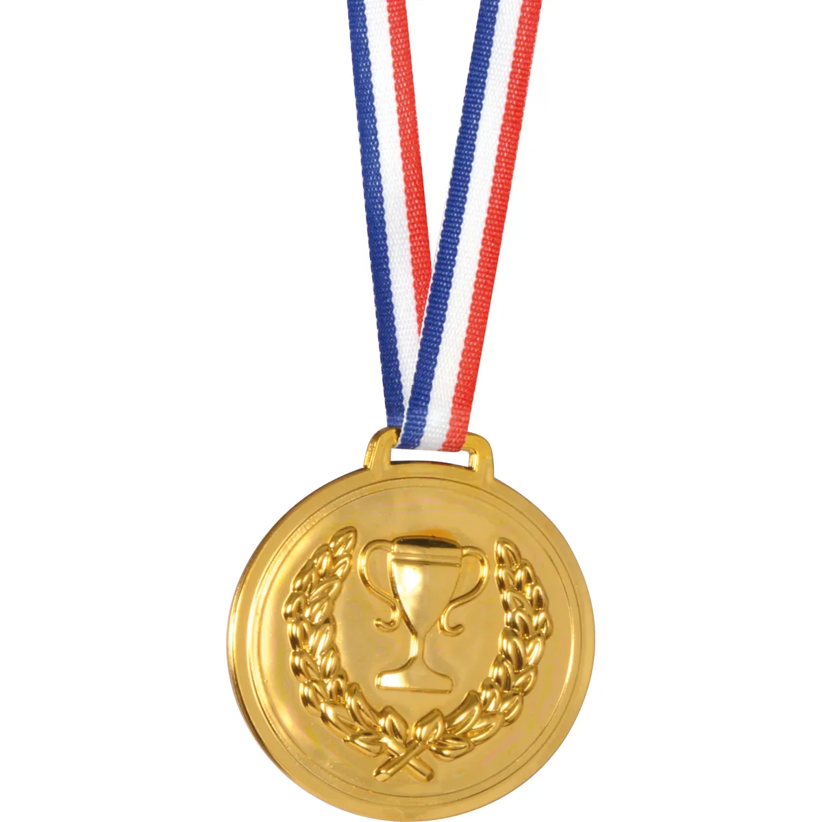 sportmedaille, goldene medalle, trophäenemblem, laubkranz, banderole rot-weiss-blau, medaille, or, trophée, prix, ruban