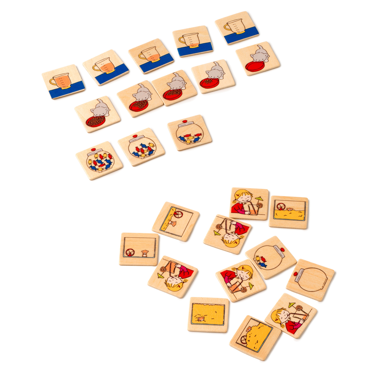 Holzspielsteine, Puzzleteile, Teekannen-Spiel, Kaffeekanne?, Kinder-Spiel, Holzspielzeug, Holzklötze, Puzzle-Steine, Tiermotive, Kinderlernspielzeug