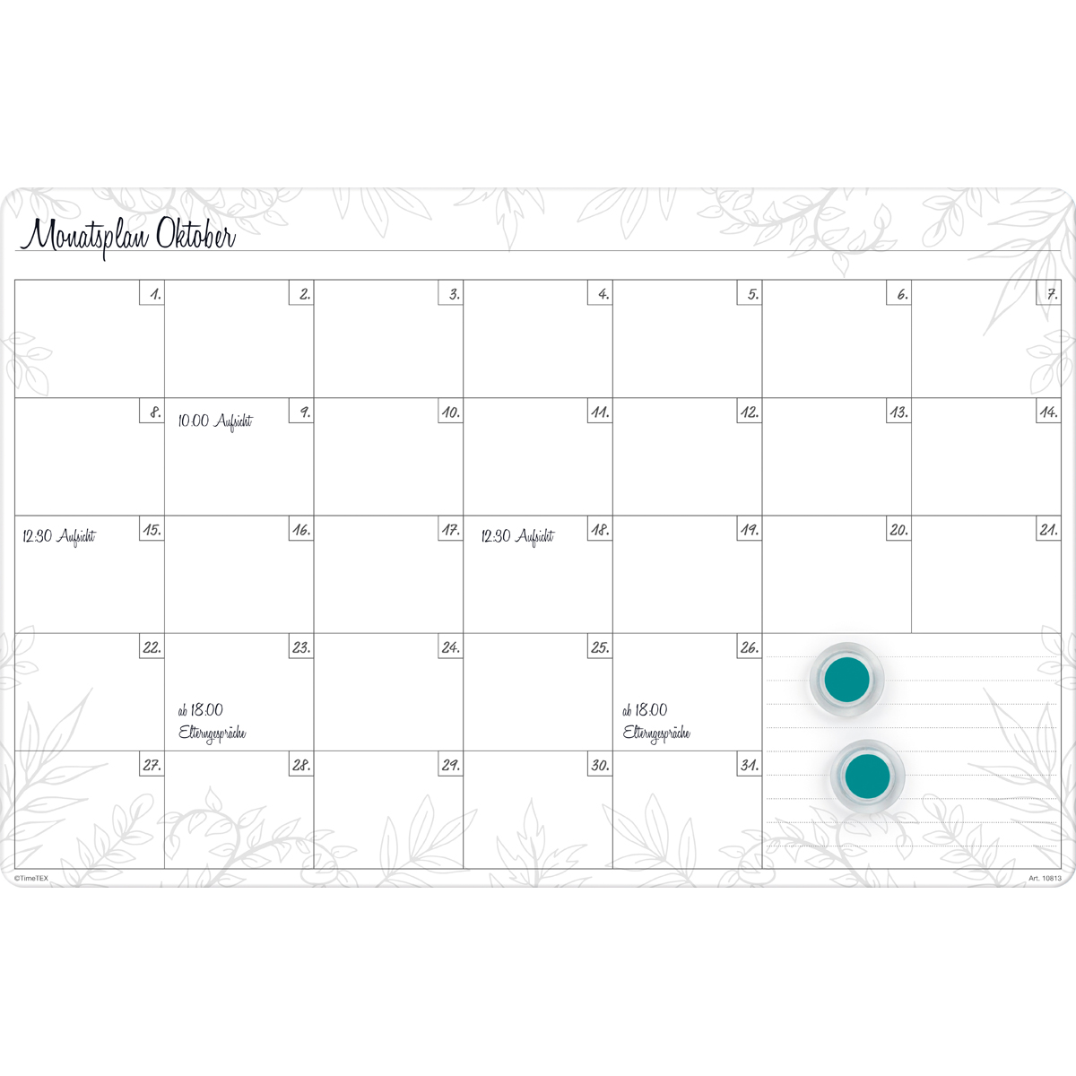 kalender, Monatsplan, Monatskalender, mit Terminplänen, Blätterzweige