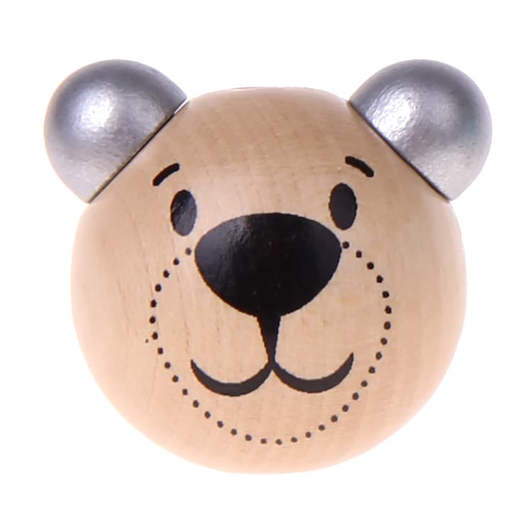 3D bear motif bead silver 463 in stock 
