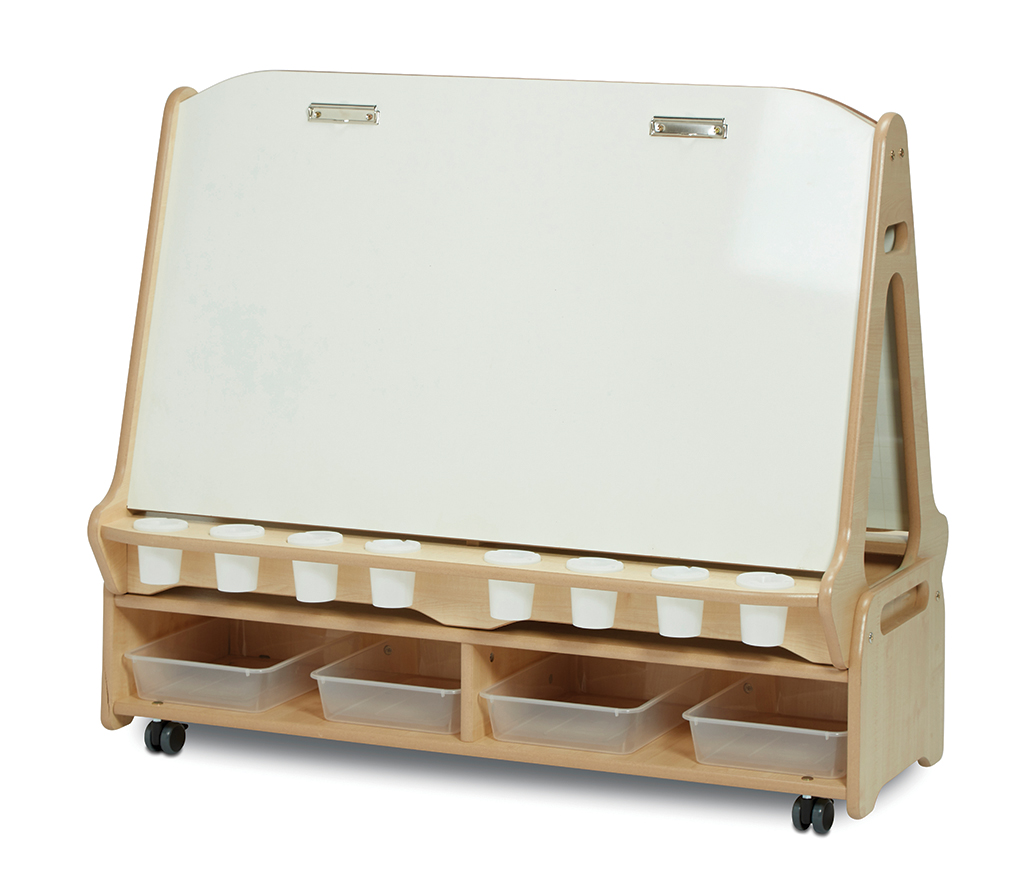 Holzspielzeug, Klapptafel, Kinderwhiteboard, Rollwagen, Kunststoffbehälter, Holz-Kindertafel, Kinder-Tafel, Stiftbehälter, Rollwagen, Aufbewahrungskästen