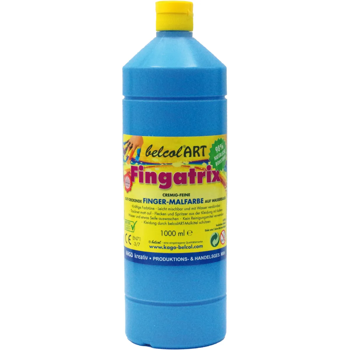 Fingertinte, Fingerfarbe, Kunstfarben, Flasche 1000 ml, blau, blau, flasche, farbe, fingerfarben, malfarbe