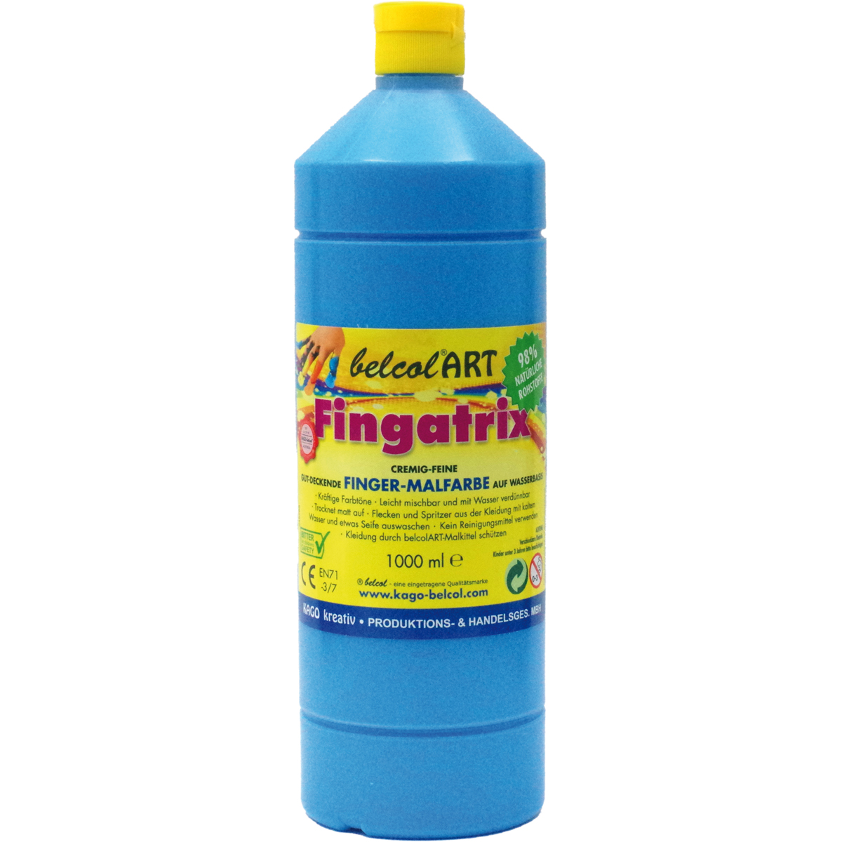 Fingertinte, Fingerfarbe, Kunstfarben, Flasche 1000 ml, blau, blau, flasche, farbe, fingerfarben, malfarbe