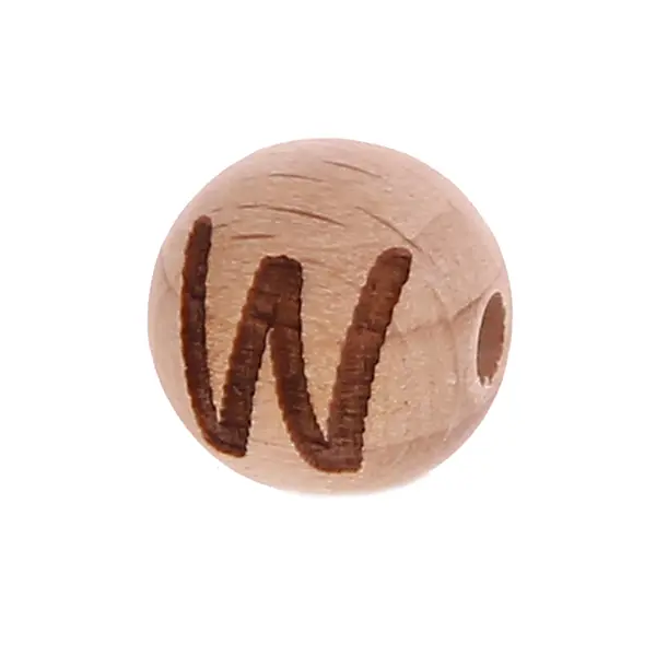 Letter beads 12mm with laser engraving - drilled horizontally W 89 in stock 