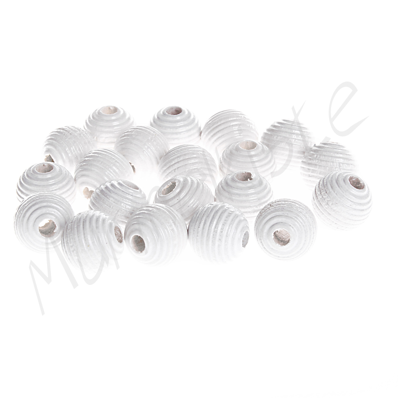 Grooved beads 10mm - 25 pieces white 125 in stock 