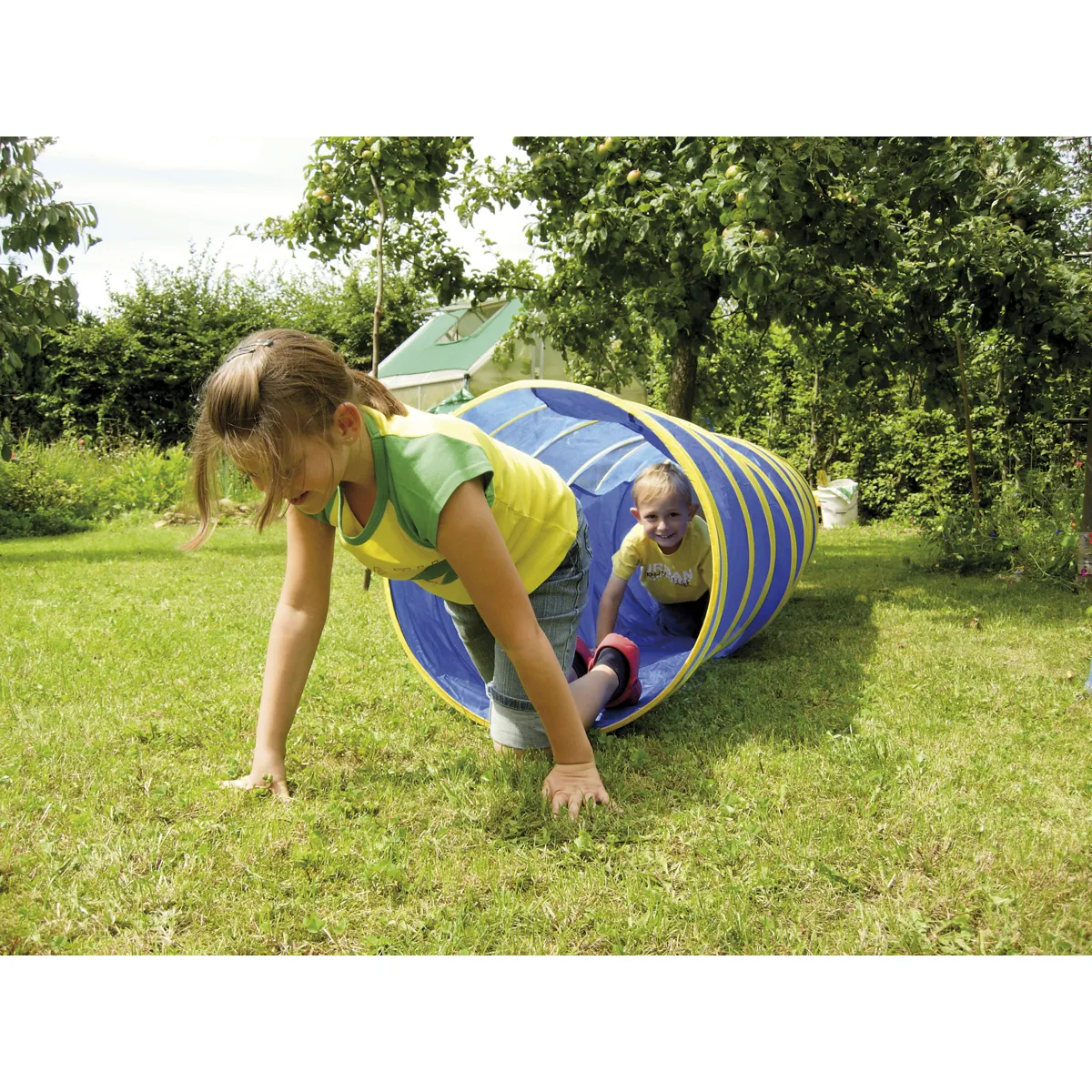  Spielzeughülle, Tunnel, Kinder spielen, Garten, Spielset, Kinderspiel, Tunnel Spielzeug, Sommer Garten, Kinder Gartenspiel, GelbBlau Tunnel