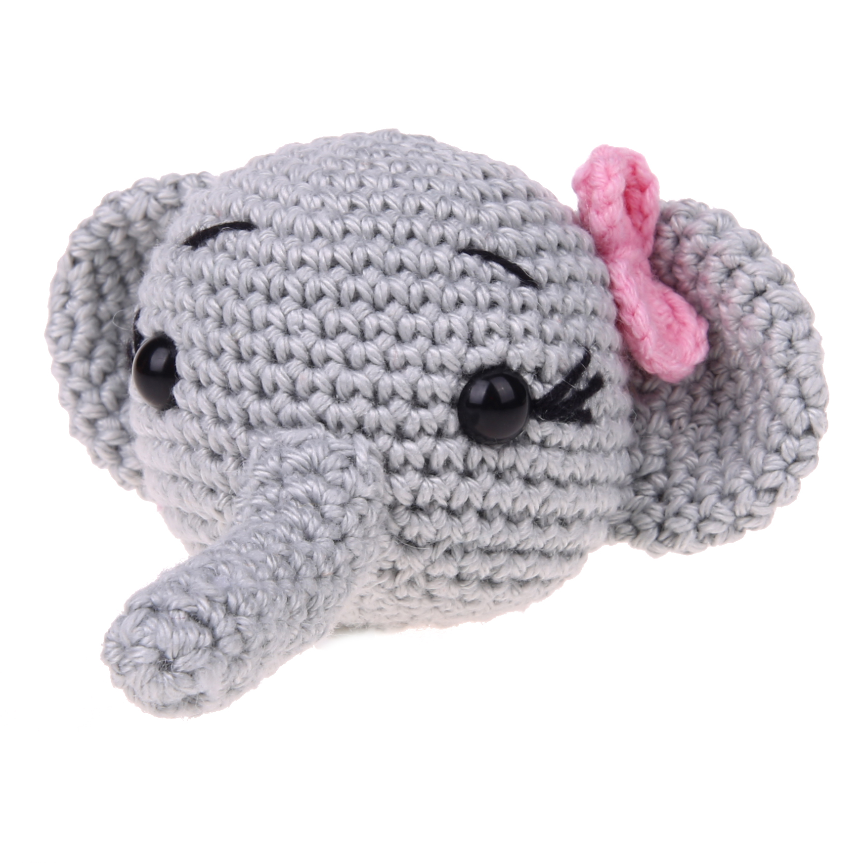 Crocheted elephant with bow