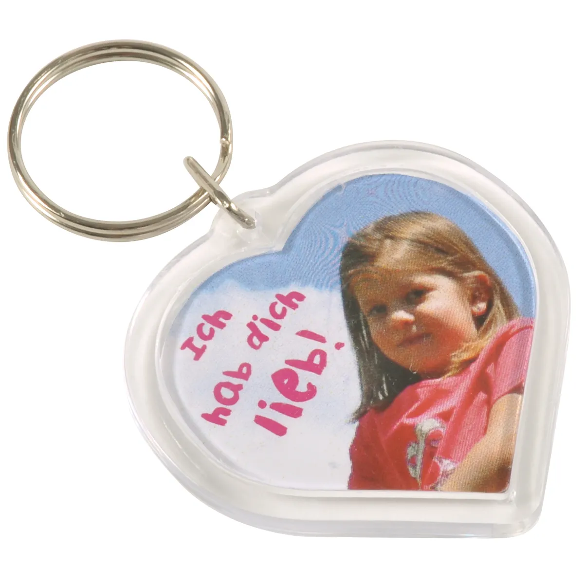 Herzanhänger, Schlüsselanhänger, Fotoanhänger, Kinderfoto, Herzform, Schlüsselanhänger, Herzform, Foto-Motiv, Kinder, Ich liebe dich!