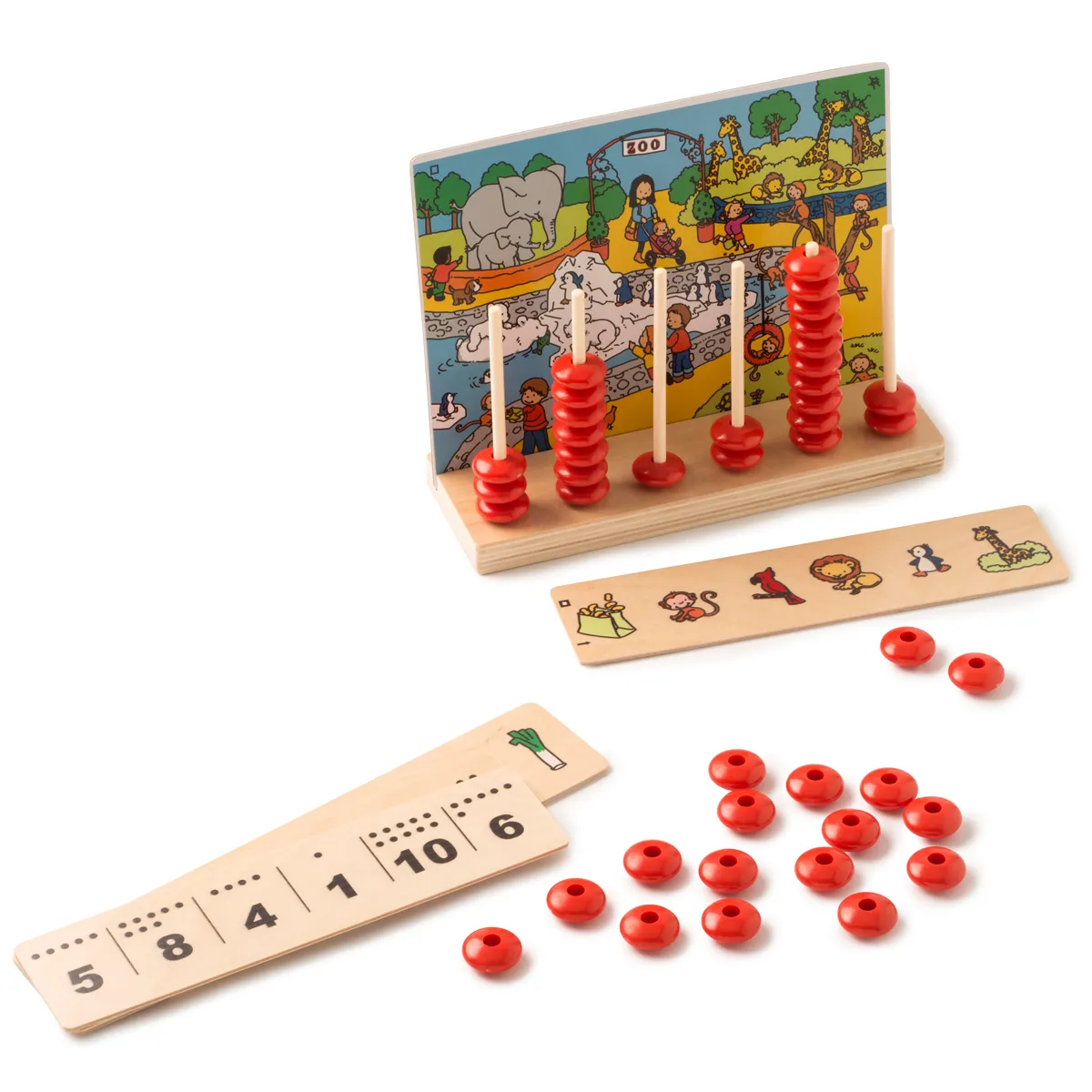Holzspielzeug, Stabpuzzle, Zahlensortierung, Tiere/Zoospiel, Bunte Perlen, Kinder-Set, Sortierbretter, Holzspielzeug, Zahlensystem, Abakus-Varianten