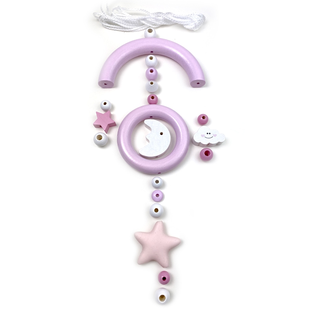 Craft set baby mobile, moon and stars pink