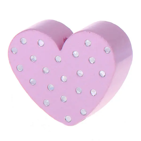 Heart motif bead with glitter dots pink 118 in stock 