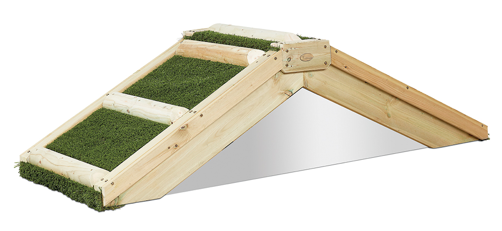 Treppe, Kletterhilfe, Kletterstufe, Grasfläche, Holzrahmen, Dachbegrünung, Grassteg, Holzrahmen, Schrägfläche, Spiegel