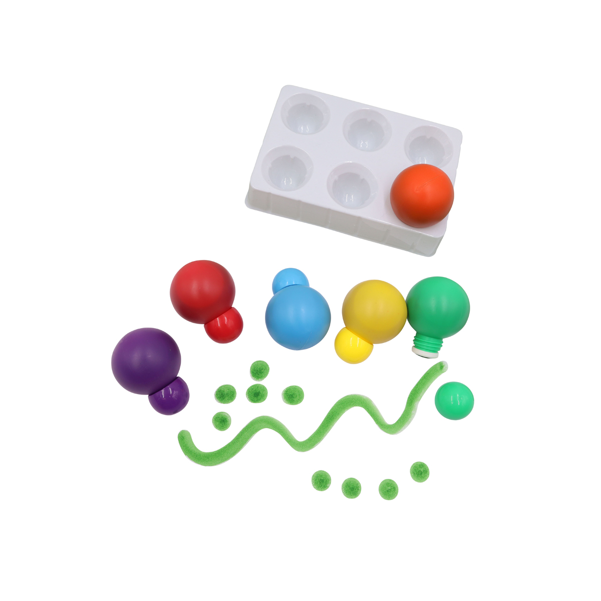 bläschen, formen-set, knete, bunte kügelchen, schale