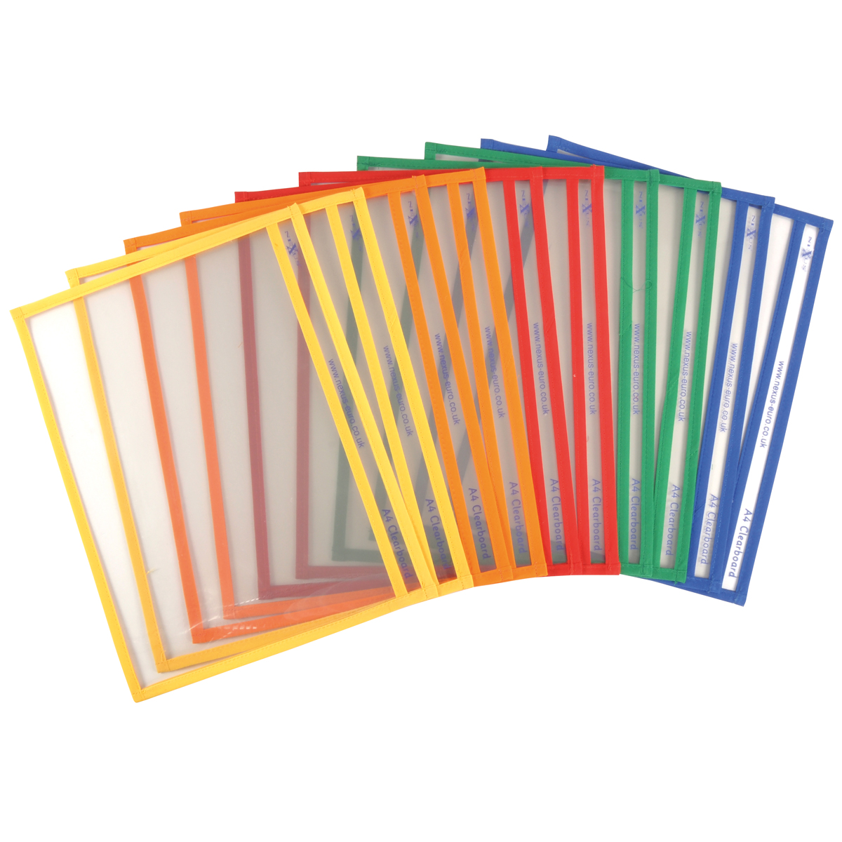 A4-Papier, Klarpapier, Bunte Randrahmen, Plastikhüllen, Verschiedene Farben