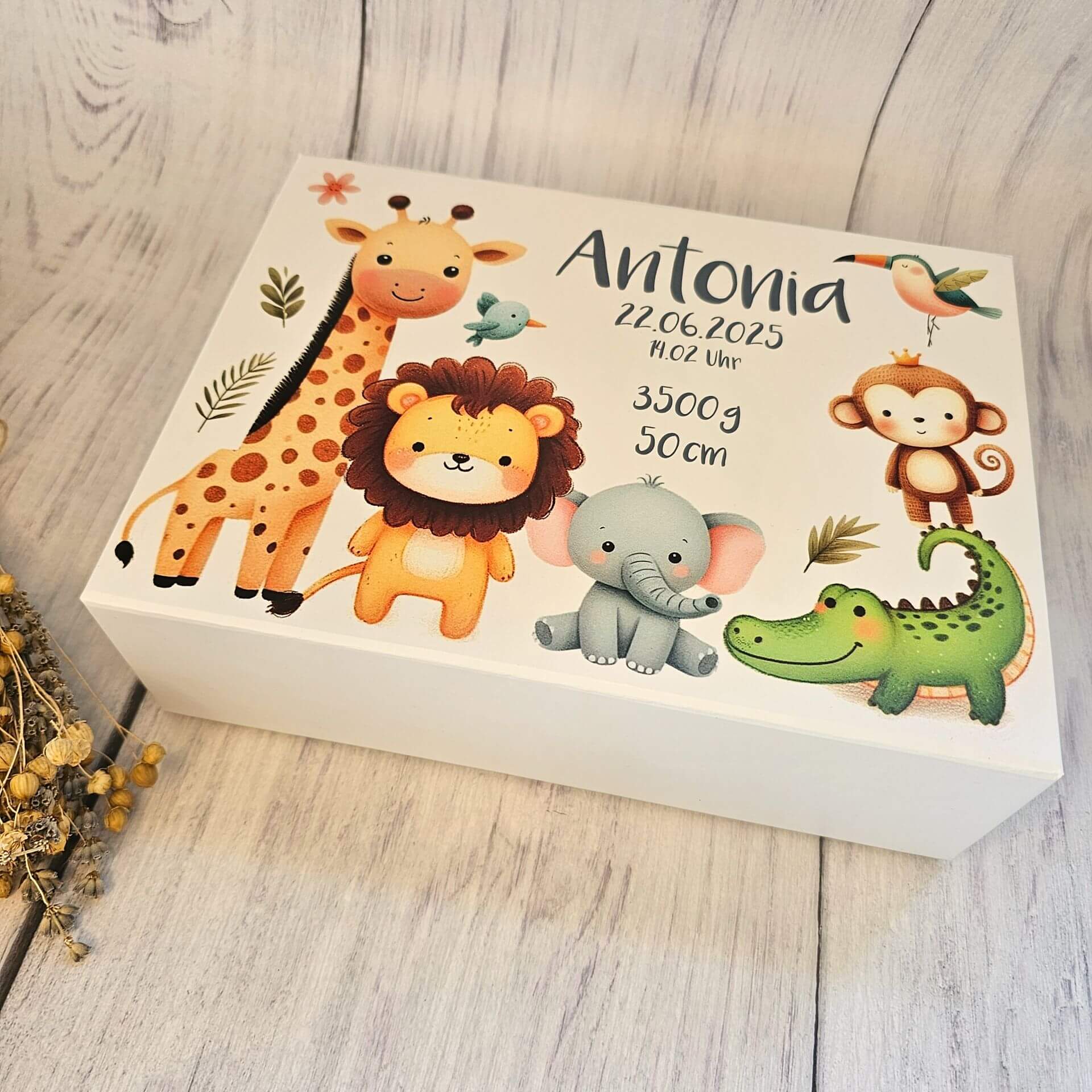 Personalisierte Erinnerungsbox "Safari" 