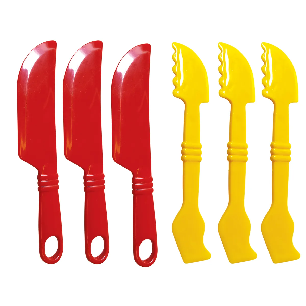 spielzeug messer, rote messer, gelbe messer, kinderspielzeug, plastikmesserset, kinderwerkzeug, kuchmesser, kinderküche, plastikmesser, set