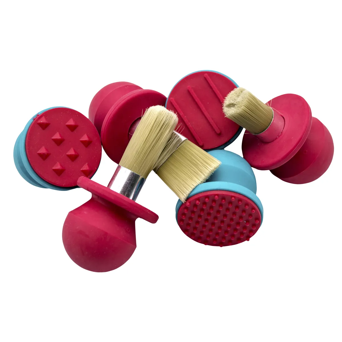 Makeup tool, Makeup brushes, Silicone lid, Pink blue, Set pieces, Makeup-Tools, Makeup-Pinsel, Silikonkappen, Pink-Blau, Pinsel-Set