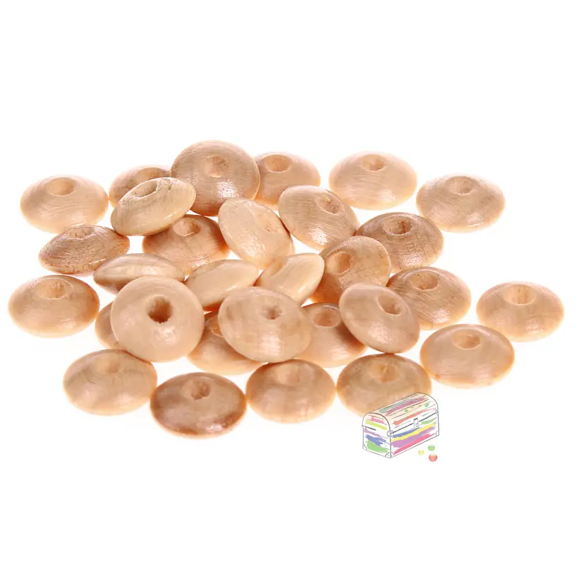 Linsen-Perlen Holzlinsen 10mm • 50 Stück natur 119 auf Lager