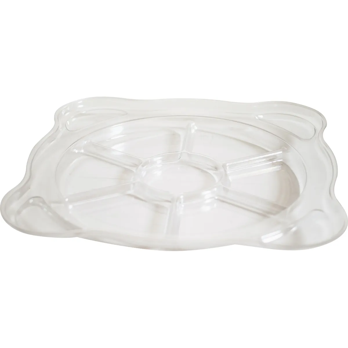 Servierplatte, geteilter Teller, klares Glas, Novitätenplatte, Platte, Teller, Servierplatte, Transparente Platte, Segmentierte Platte, Spießhalterung
