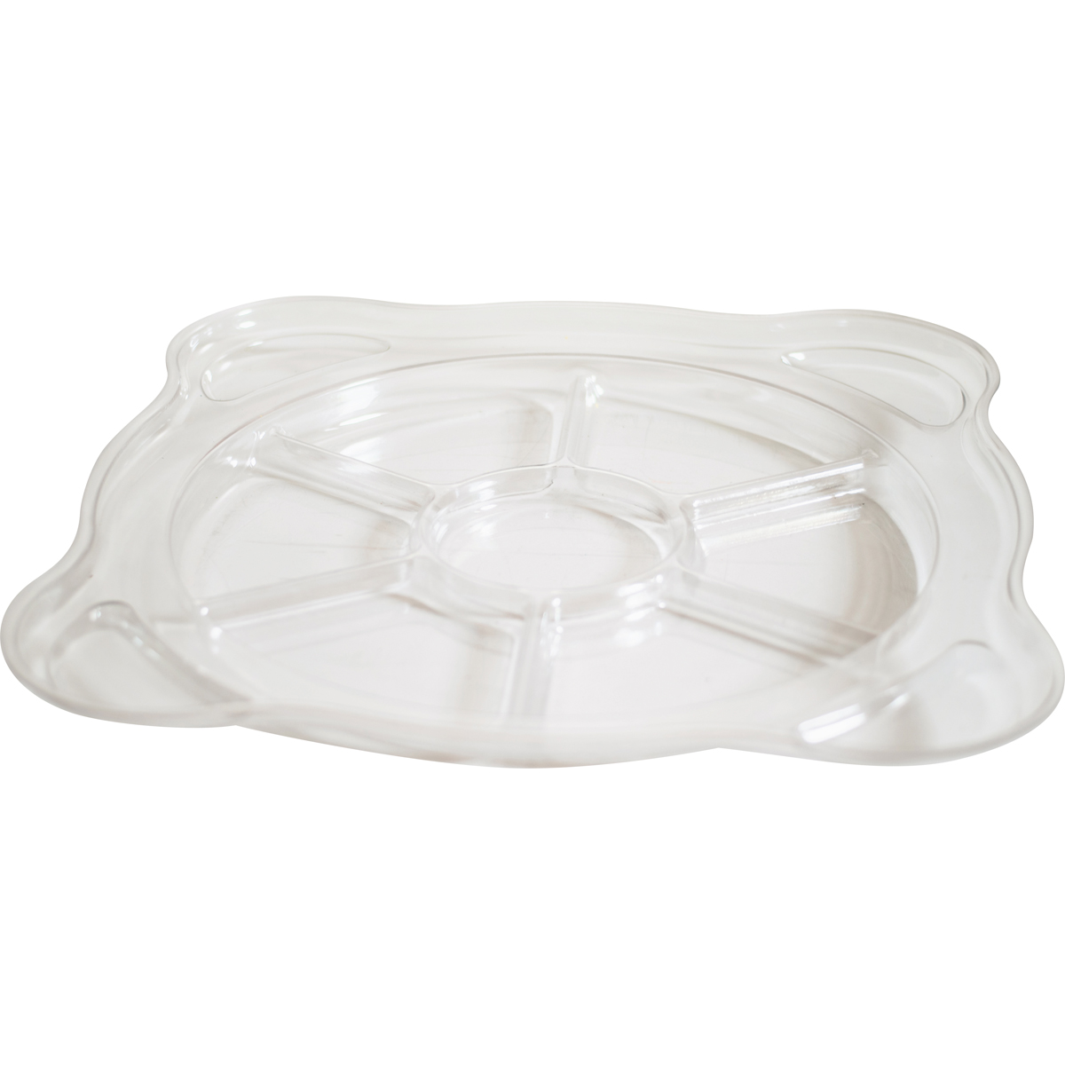Servierplatte, geteilter Teller, klares Glas, Novitätenplatte, Platte, Teller, Servierplatte, Transparente Platte, Segmentierte Platte, Spießhalterung
